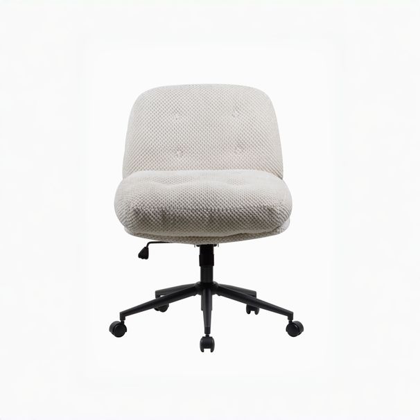 Cross Legged Office Chair On Wheels Adjustable Swivel Wider & Thickened, Ergonomic Desk Chair For Home Office, Vanity,White_maomaolike.com