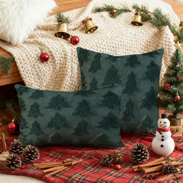 Cross-Border New Cover Plush Snowflake Christmas Tree Living Room Sofa Cushion Holiday Party Decoration Pillow_maomaolike.com