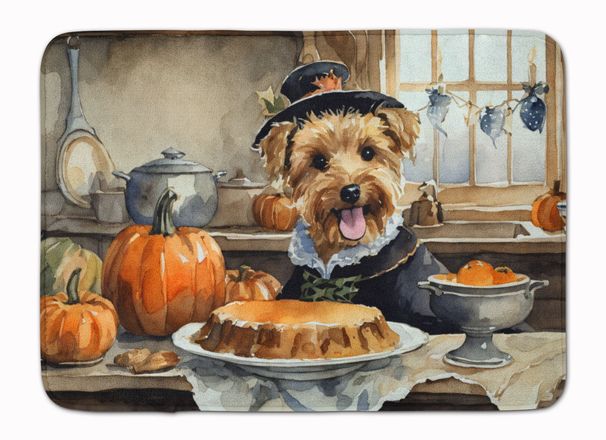 Lakeland Terrier Fall Kitchen Pumpkins Memory Foam Kitchen Mat Machine Washable Anti-Fatigue Mat Cushion Comfort Bath Mat Or Kitchen Rug_maomaolike.com