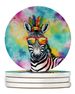 Hippie Animal Zebra Large Sandstone Coasters Pack Of 4 Absorbent Round Coasters Decor Gifts For Men Or Women, 4 In, Multicolor_maomaolike.com