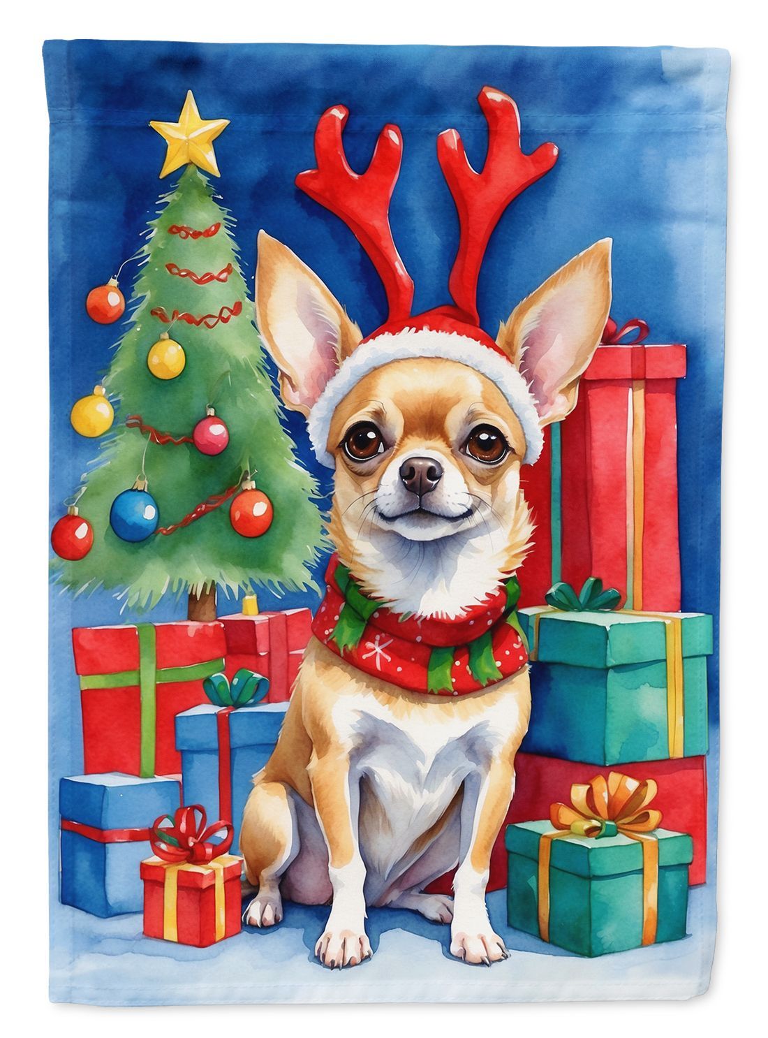 Chihuahua Christmas Reindeer Garden Flag Mailbox Flag Decorative Yard Flag Banner Outside Patio Artwork Yard Flower Beds, Garden Size, Multicolor_maomaolike.com