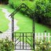 Metal Garden Arch With Gate W58.07*H97.24 Climbing Plants Support Rose Arch Outdoor Black_maomaolike.com