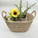 High-Value Handmade Desktop Bedside Grid Storage Hollow Handheld Basket Japanese Simple Cute Straw Weaving_maomaolike.com