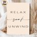 Relax Soak Unwind Typographic Painting Poster, Minimalist Modern Mixed-font Text Poster, Calming Neutral-toned Design To Foster Serene Vibe, Ideal For_maomaolike.com