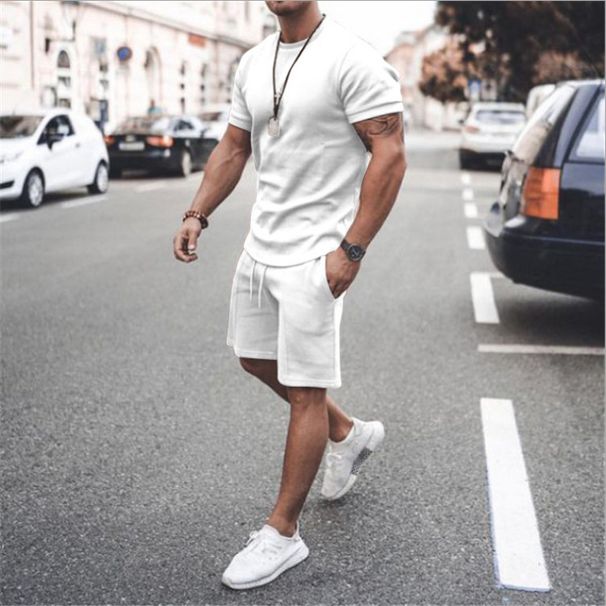 Men's short-sleeved shorts two-piece sports and leisure suit_maomaolike.com