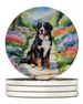 Bernese Mountain Dog Spring Path Large Sandstone Coasters Pack Of 4 Absorbent Round Coasters Decor Gifts For Men Or Women, 4 In, Multicolor_maomaolike.com