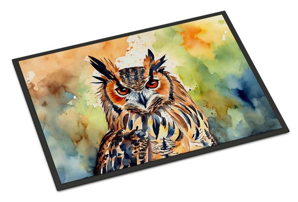 Eurasian Eagle Owl Doormat Front Door Mat Indoor Outdoor Rugs For Entryway, Non Slip Washable Low Pile, 24H X 36W_maomaolike.com