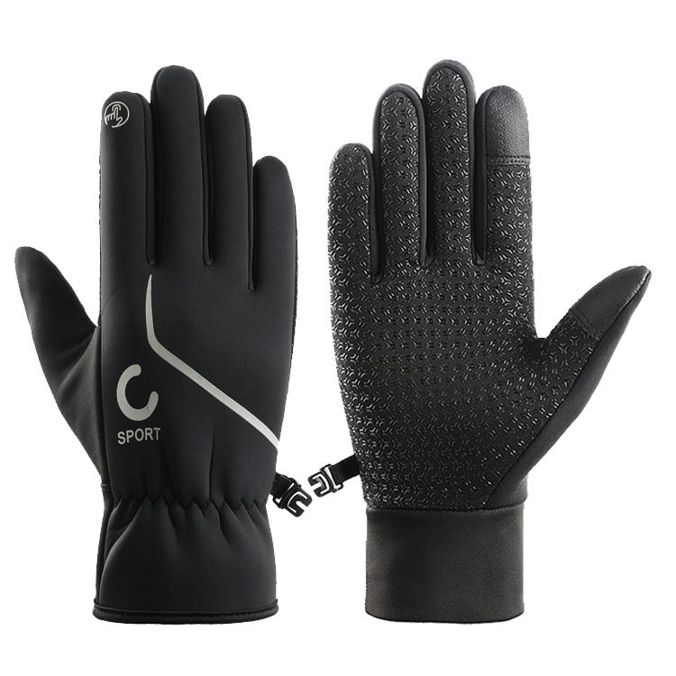 Warm gloves for men and women cycling, splash proof, windproof, non slip, plus velvet, touch screen, mountaineering, outdoor sports, cotton gloves_maomaolike.com
