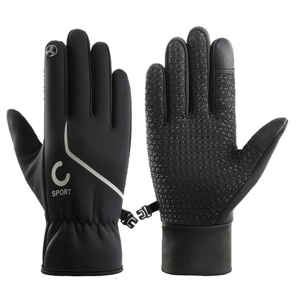 Warm gloves for men and women cycling, splash proof, windproof, non slip, plus velvet, touch screen, mountaineering, outdoor sports, cotton gloves_maomaolike.com