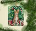 Toyger Cat By The Christmas Tree Porcelain Ornament Christmas Tree Hanging Decorations For Home Christmas Holiday, Rectangle, Gift, Multicolor_maomaolike.com