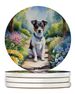 Jack Russell Terrier Spring Path Large Sandstone Coasters Pack Of 4 Absorbent Round Coasters Decor Gifts For Men Or Women, 4 In, Multicolor_maomaolike.com