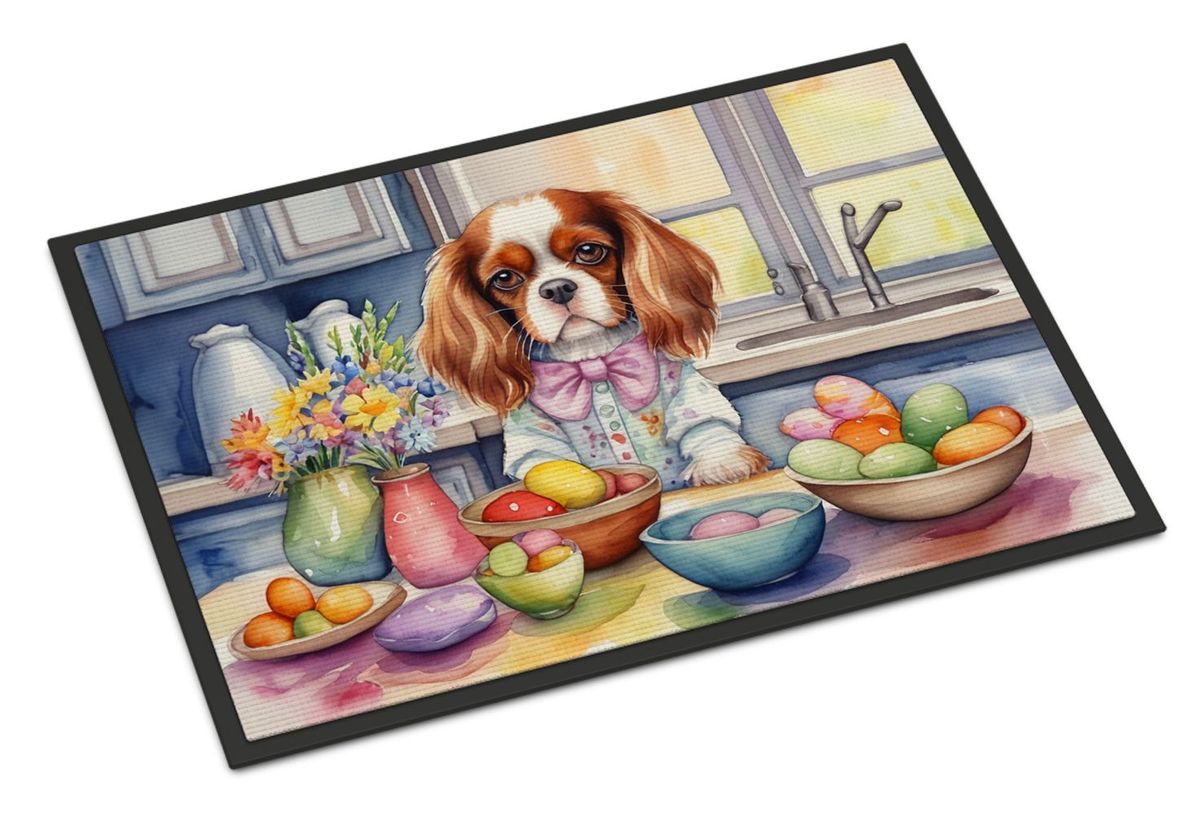 Decorating Easter Cavalier Spaniel Doormat Front Door Mat Indoor Outdoor Rugs For Entryway, Non Slip Washable Low Pile, 24H X 36W_maomaolike.com
