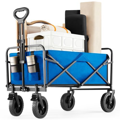 1pc Collapsible Foldable Wagon Cart, 220LBS Heavy Duty Utility Garden Cart With All-Terrain Wheels For Beach, Lawn, Sports, Camping, Black, 30"_maomaolike.com