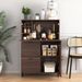 Bar Cabinet With Storage Drawer & Shelves, Fold-up Desktop, Ideal For Home,Dormitory, Small Spaces_maomaolike.com