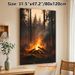 Forest Campfire Painting Poster, Warm-toned Realistic Forest Campfire Scene Poster, Cozy Atmospheric Decor Suitable For Living Room, Bedroom, Cabin_maomaolike.com