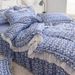 2026 New Spring Summer Four-Piece Set Ins Fresh Style Pure Blue Fully Washed Cotton Sheet Duvet Cover Floral Skirt Bed_maomaolike.com
