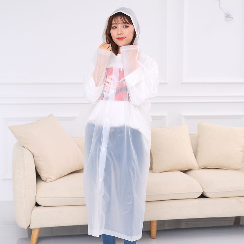 Travel Portable Peva Matte Non-Disposable Raincoat Adult Thickened Unisex Cycling Outdoor Hiking Rain Poncho Long_maomaolike.com