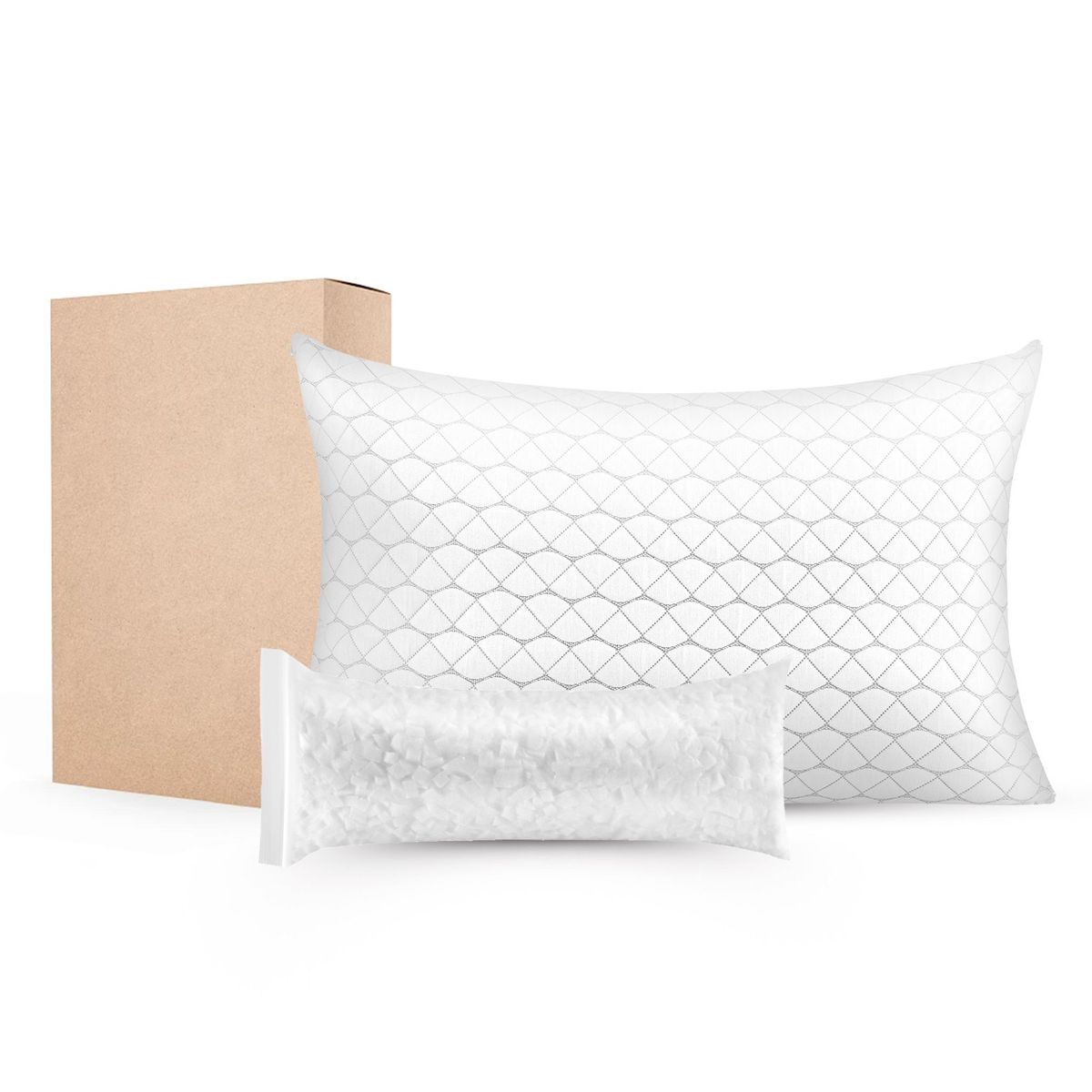 Bed Pillow For Sleeping, Queen Size Luxury Quality Hotel Pillow With Memory Foam Fill, Supportive & Adjustable, Includes Natural Firber Pillowcase, Bedding For Back, Stomach And Side Sleepers_maomaolike.com