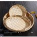 Weaving Drying Tray Round Handmade Household Steamed Bun Storage Vegetable Washing Fruit Basket Non-Porous Bamboo_maomaolike.com
