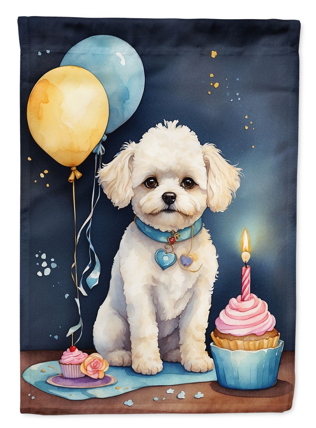 Bichon Frise Happy Birthday House Flag Large Porch Sleeve Pole Decorative Outside Yard Banner Artwork Wall Hanging, Polyester, House Size, Multicolor_maomaolike.com