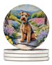 Lakeland Terrier Spring Path Large Sandstone Coasters Pack Of 4 Absorbent Round Coasters Decor Gifts For Men Or Women, 4 In, Multicolor_maomaolike.com