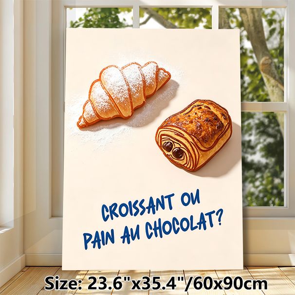 French Pastry Themed Painting Poster, Warm-toned Stylized Croissant & Pain Au Chocolat Poster, Appetizing Baked Goods Artwork, Suitable For Kitchen_maomaolike.com