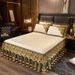Lace Quilted Crystal Velvet Skirt Single Double Thickened Non-Slip Mattress Bed Cover Protector 1.8m_maomaolike.com
