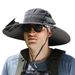 Hot Sale Wide Brim with Solar/USB Charging Fan Fisherman Cowboy Sunshade Hat for Outdoor Riding Hiking Fishing_maomaolike.com