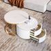Modern 2 Pieces White Round Nesting Coffee Table With Drawers In 27.6''_maomaolike.com