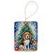 Beagle Christmas Reindeer Porcelain Ornament Christmas Tree Hanging Decorations For Home Christmas Holiday, Rectangle, Gift, Multicolor_maomaolike.com