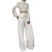 Women's clothing border high collar solid color navel exposed sweet and spicy loose wide leg suit for women_maomaolike.com