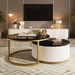 Modern Round Nesting Coffee Table Fluted With Drawer In 31.5''_maomaolike.com