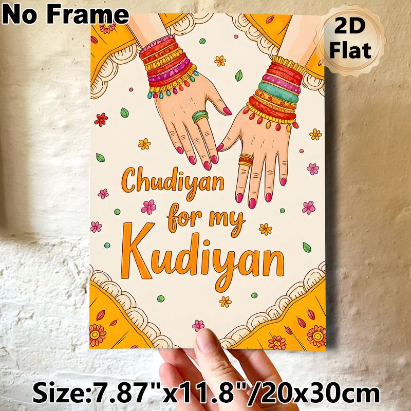 Indian Chudiyan Themed Painting Poster, Vibrant Folk Style Poster, Festive Cultural Design With Bangle-adorned Hands, Ideal For Living Room And_maomaolike.com