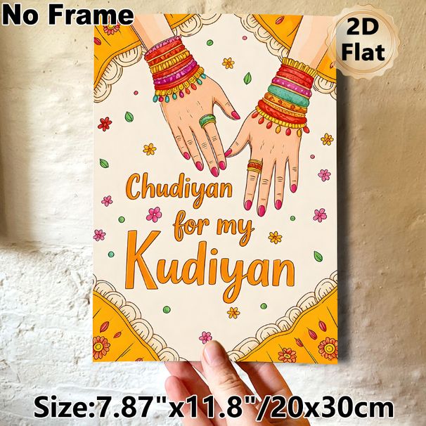 Indian Chudiyan Themed Painting Poster, Vibrant Folk Style Poster, Festive Cultural Design With Bangle-adorned Hands, Ideal For Living Room And_maomaolike.com