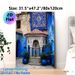 Moroccan Blue Courtyard Painting Poster, Vibrant Traditional Islamic Mosaic Style Poster, Brings Exotic Cultural Charm, Ideal For Living Room And_maomaolike.com