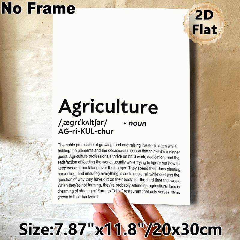 Agriculture Definition Painting Poster, Minimalist Typographic Text Poster, Humorous Professional Description, Ideal For Home Office, Farmhouse Decor_maomaolike.com