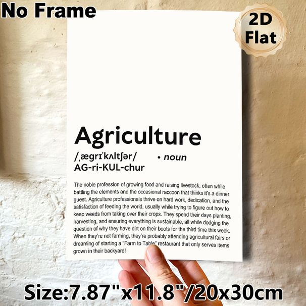 Agriculture Definition Painting Poster, Minimalist Typographic Text Poster, Humorous Professional Description, Ideal For Home Office, Farmhouse Decor_maomaolike.com