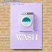 Laundry Washing Machine Painting Poster, Pastel Minimalist Soft Purple Washer With Floral Accents Poster, Gentle Charming Decor Idea For Laundry Room_maomaolike.com