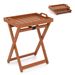 Outdoor Wood Tray Table Portable Side End Table With Folding Frame_maomaolike.com