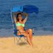 Foldable Beach Canopy Chair Sun Protection Camping Lawn Canopy Chair 330LBS Load Folding Seat W/ Cup Holder For Beach Poolside Travel Picnic_maomaolike.com