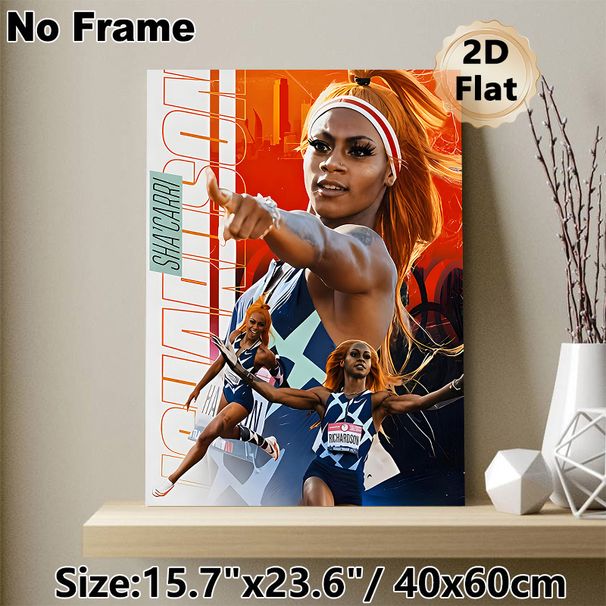 Track And Field Athlete Sports Painting Poster, Dynamic Vibrant Collaged Athletic Scene Poster, Motivating Sports-themed Decor Ideal For Gym, Home_maomaolike.com
