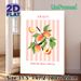 Amalfi Fruit Market Themed Painting Poster, Pastel Pink Striped Vibrant Peach & Citrus Floral Illustration Poster, Cheerful Fresh Decor Ideal For_maomaolike.com