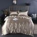 Simple Solid Color Ice Silk Four-Piece Bedding Set, Cool Smooth Summer Bed Linen, Soft Duvet Cover & Bed Sheet Kit For Household Bedroom Daily Sleep
_maomaolike.com