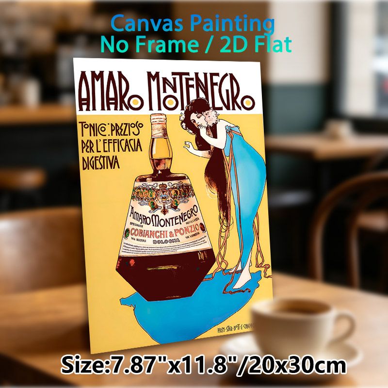 Vintage Amaro Montenegro Liquor Ad Painting Poster, Vibrant Art Nouveau Style Poster, Retro Decorative Piece Suitable For Home Bar, Dining Area_maomaolike.com