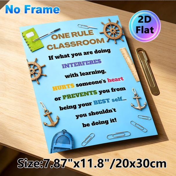 Nautical Themed Classroom Rule Painting Poster, Vibrant Colorful Typography With Nautical Decor Elements Poster, Clearly Outlines Positive Classroom_maomaolike.com