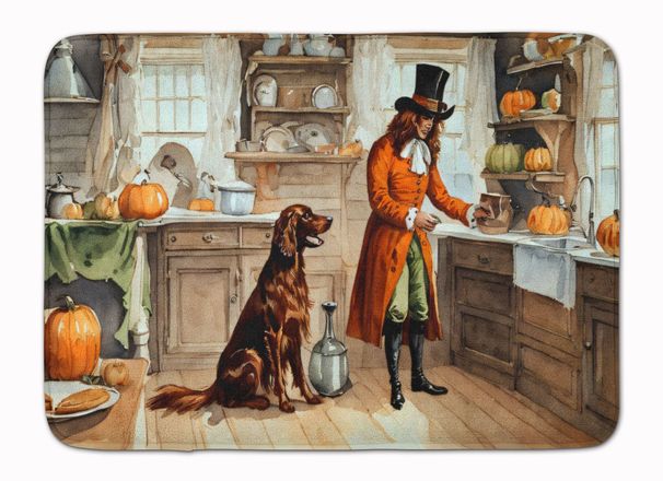 Irish Setter Fall Kitchen Pumpkins Memory Foam Kitchen Mat Machine Washable Anti-Fatigue Mat Cushion Comfort Bath Mat Or Kitchen Rug_maomaolike.com