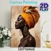 African Woman Portrait Painting Poster, Vibrant Textured Oil Style Poster, Elegant Figure In Orange Headwrap With Golden Jewelry, Artistic Cultural_maomaolike.com