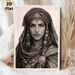 Ethnic Female Portrait Painting Poster, Vintage Sepia-toned Tribal Ornamented Lady Poster, Exquisite Cultural Art Piece For Living Room, Bedroom Wall_maomaolike.com