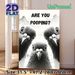 Funny Pigeon Painting Poster, Monochrome Humorous Curious Pigeons Poster, Playful Quirky Design With Witty Text, Ideal For Bathroom And Home Wall_maomaolike.com
