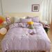 Wholesale INS Korean Style Purple Tulip Towel Pure Four-Piece Set Washed Cotton Embroidered Bedding_maomaolike.com